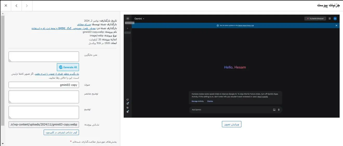 متن جایگزین در وردپرس
